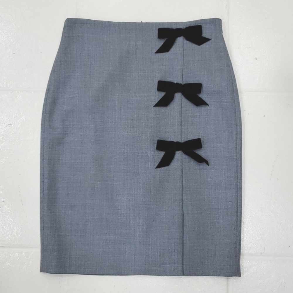J. Crew Gray Pencil Skirt with Black Bows